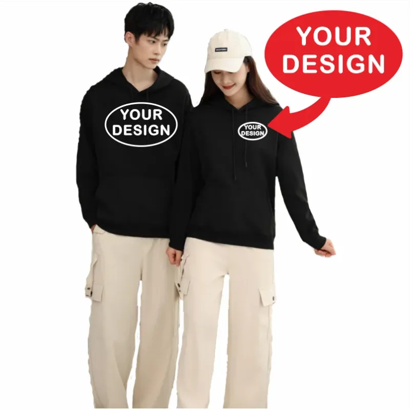 Na-customize na Naka-print na Mga Hoodies ng Lalaki at Babae na Loose Casual Fashion Long Sleeved Pullovers na Burdado na LOGO Street Sports Shirts — image 4