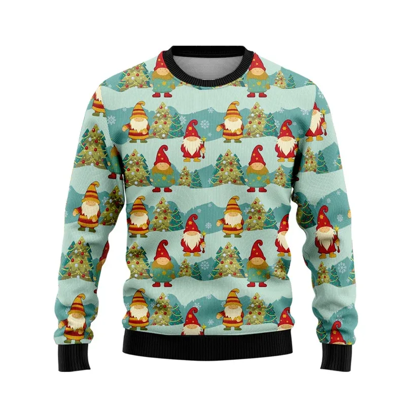 3D Printed Cartoon Santa Claus Sweatshirt For Men Merry Christmas Pattern Hoodies Casual Harajuku Loose Tops Round Neck Pullover — image 3