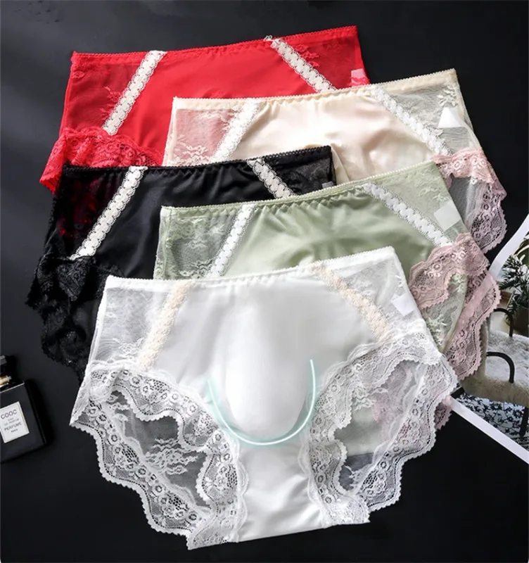 adults 18 plus size men's underwear Ice silk cuecas masculino 3D convex bag cueca color blocked lace mesh calzoncillos hombre — image 8