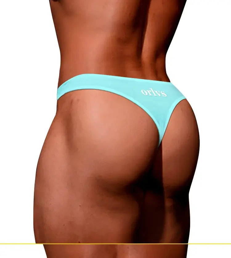Men's Modal Thong Multi Colors Pack, ORLVS Logo Low Rise Bare Feel Underwear, High Elastic 3D Convex Pouch T-Back Briefs
