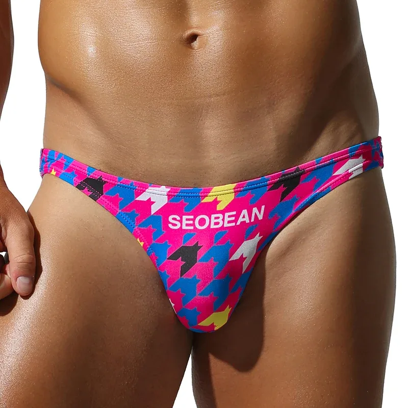 Men's Low-Waist Triangle Pants with Pouch Fashionable Bird's Eye Design Comfortable Underwear for Men