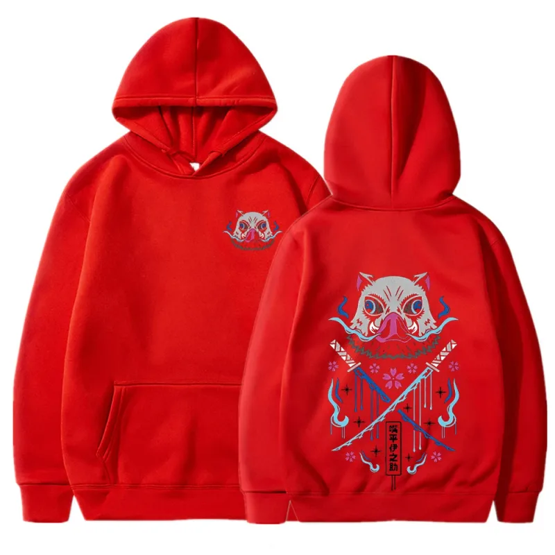 Inosuke anime hoodies das mulheres dos homens kimetsu não yaiba kawaii manga sweatshirts gótico harajuku com capuz pulôver casual streetwear