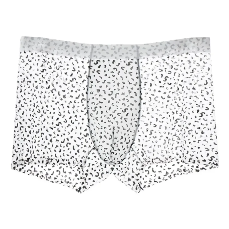 Fashion Manipis na Ice Silk Boxer Briefs na See Through Stripe Leopard Print Boxers Nakakahinga ng Seamless Cool Feeling Underpants Araw-araw