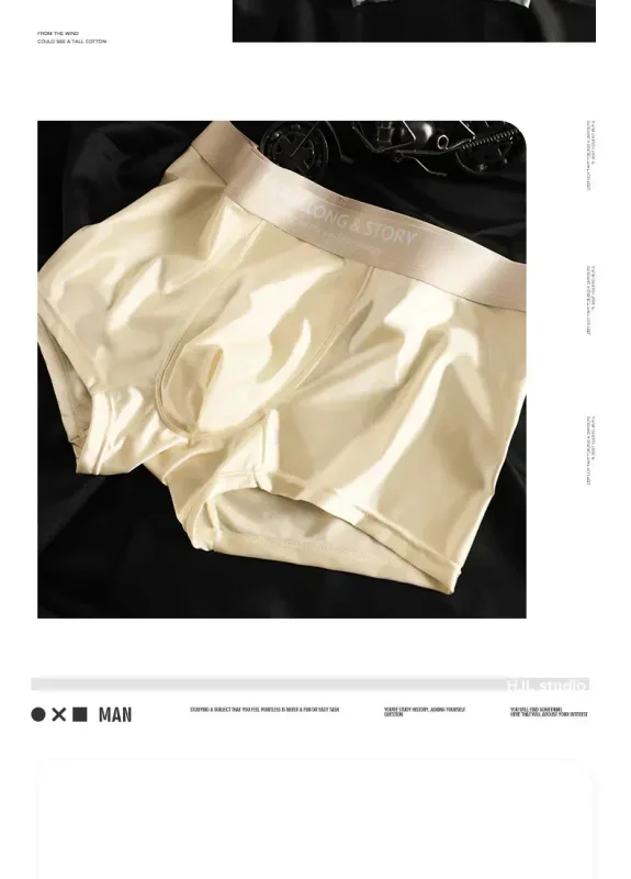 1/3PCS Men's Cool Ice Silk Boxers Shorts Summer Satin-like Solid Underpants Skin Friendly Breathable Mesh Crotch Male Underwear — image 12