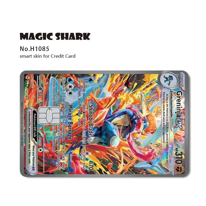 Magic Shark Mew Charizard EX Eevee Gengar Pikachu TCG כרטיס הולוגרפי לייזר מדבקה לסרטי עור לכרטיס אשראי בנקאי — image 23