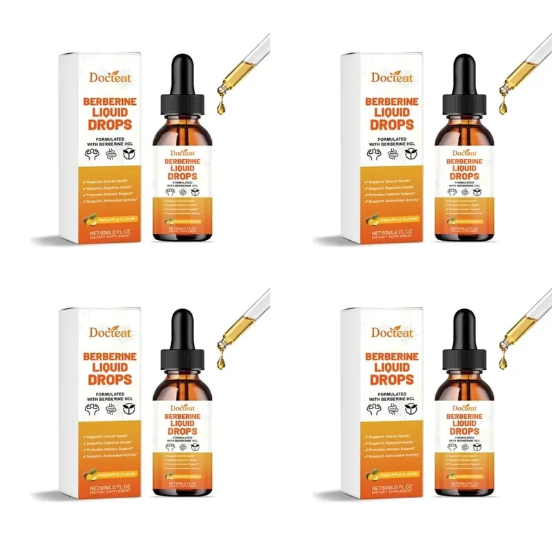 Docteat Berberine HCl Folyékony cseppek Támogatják az emésztés egészségét ceyloni fahéjjal és zöld kávébab ananász ízesítéssel 60 ml — image 10