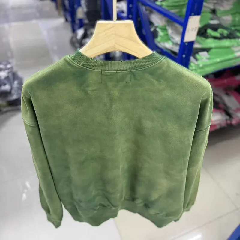 Letters Logo Rhinestone Rivet Satoshi Nakamoto Sweatshirts Men Women Streetwear Vintage Washed Charcoal Gray Green Pullovers Tag