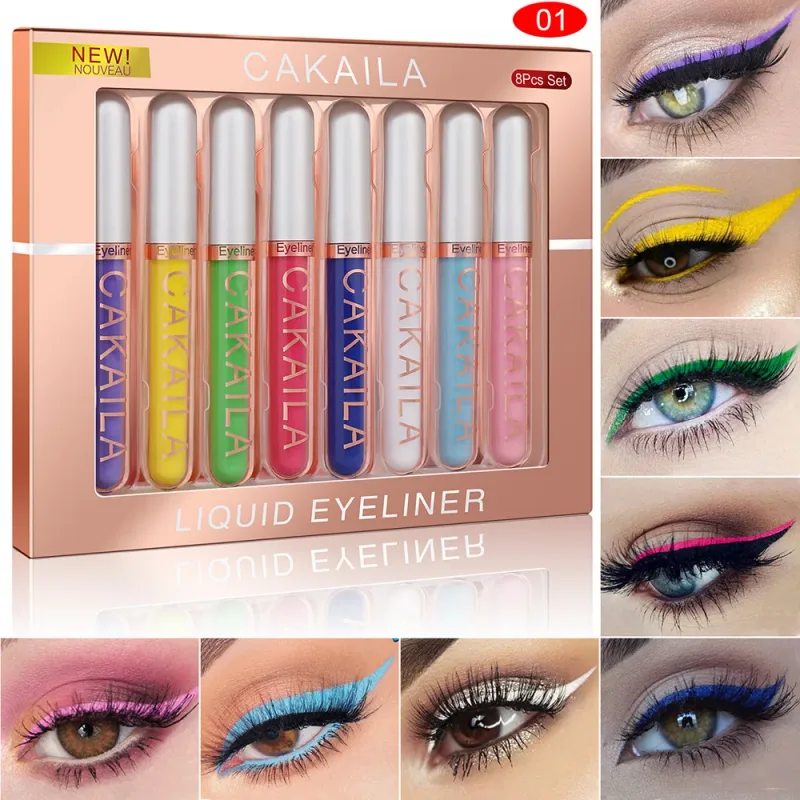 8 színű készlet vízálló szemceruza tollak hosszan tartó csillogó és színes szem smink kozmetikumok Beauty matt szemceruza ceruza készlet