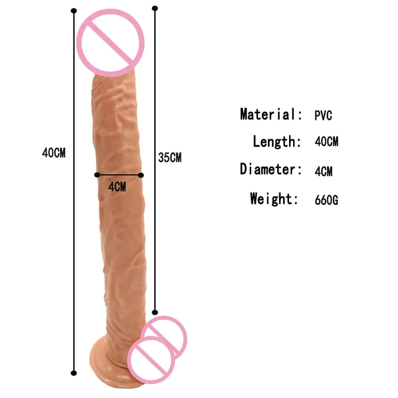 40 cm-es valósághű, hosszú műpénisz, nagy pénisz Hatalmas műpénisz hüvelyi maszturbáció G pont stimuláló anális fenékdugó női szexuális játékok 18+