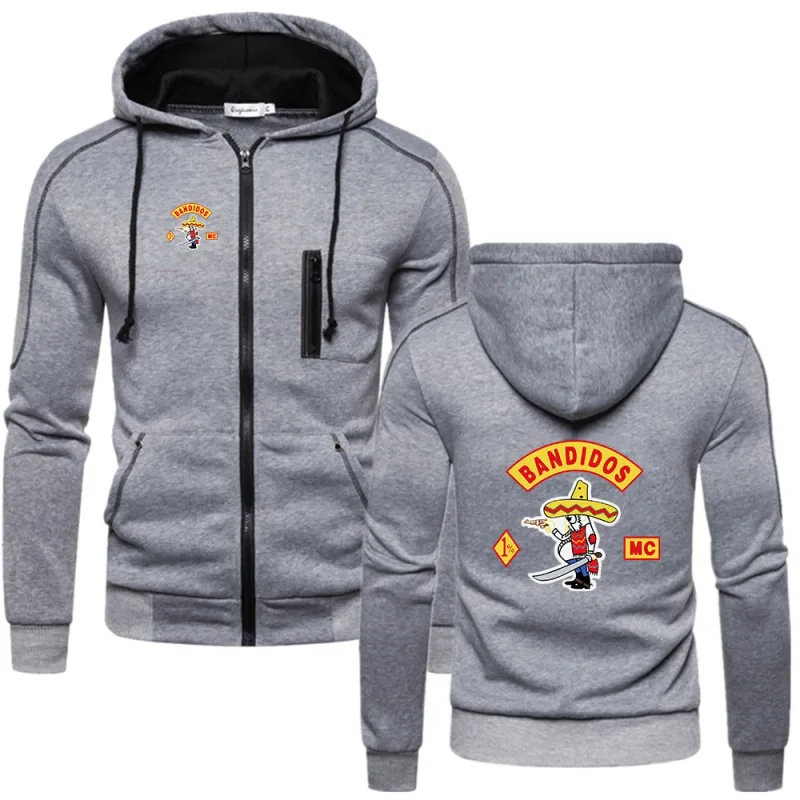 MC Bandidos Spring Autumn Fashion Lalaki Casual Hoodies Pullovers Sweatshirts Lalaki Solid Kulay Hooded Drawstring Coat — image 4