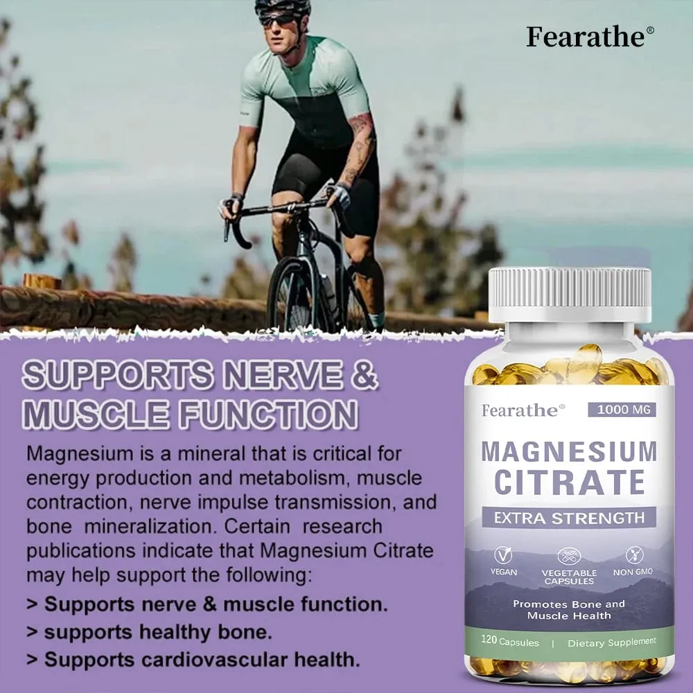 Magnesium Citrate 1000 Mg - Maximized Absorption Supports Muscle Nerve Bone Sleep and Heart Health - 120 Capsules — image 6
