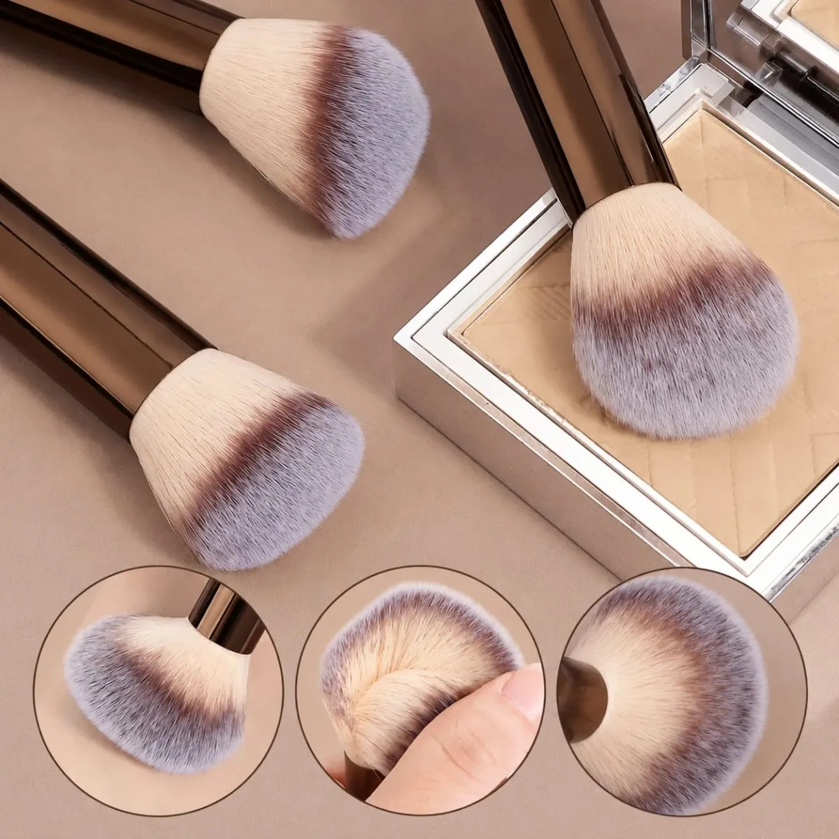17 τμχ Σετ πινέλου μακιγιάζ με τσάντα & 2 τμχ Puff Foundation Powder Blush Eyeshadow Brushes Lip Brushes Travel Beauty Tools Δώρο — image 4