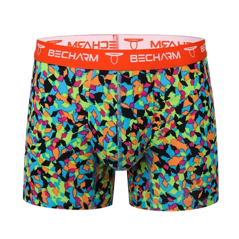 Nova calcinha masculina boxers shorts impressão azul-verde tamanho grande conjunto de cuecas masculinas boxer roupas sexy curto homme