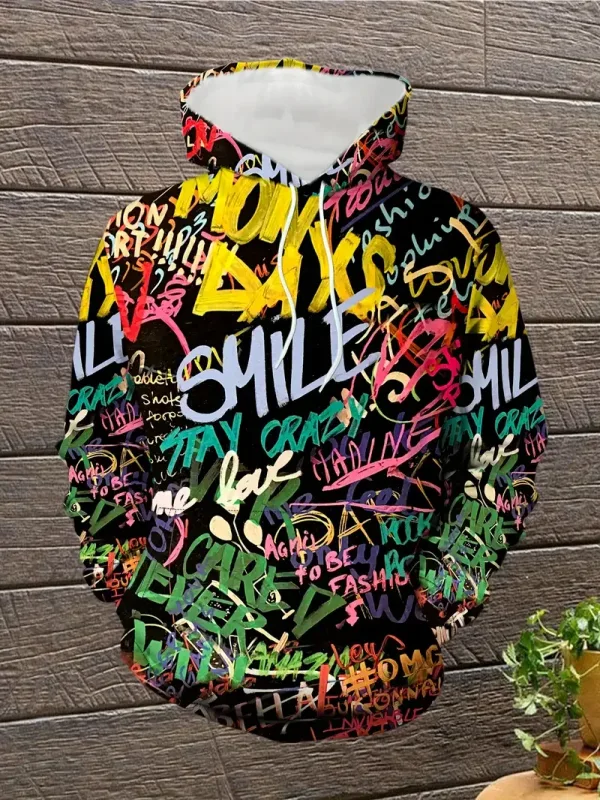 2024 novo masculino pintado graffiti fluxo impresso hoodie casual na moda manga longa esportes topo rua masculino padrão colorido hoodie — image 20