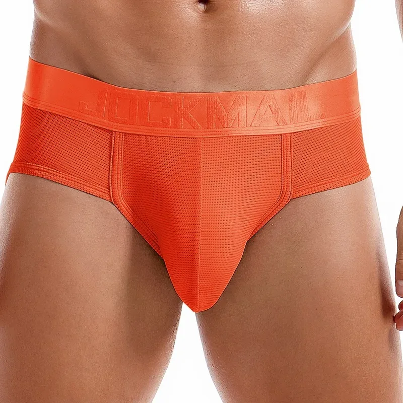 Jockmail Mens Underwear Briefs Mesh Breathable Sports Fitness Shorts Solid Color Sexy Low-rise Lingeries for Extreme Panties — image 27