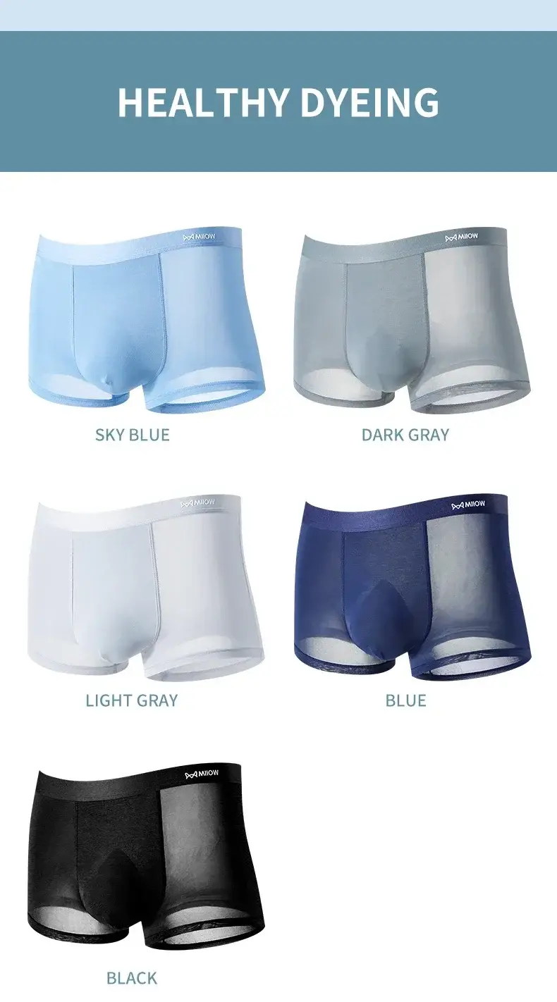 Miiow 3 pçs fino gelo seda boxershorts masculino grafeno antibacteriano homem roupa interior respirável calcinha masculina boxers briefs troncos — image 9