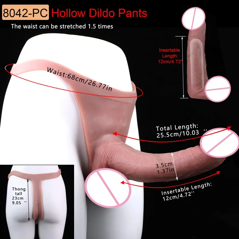2 Colors Huge Hollow Dildo Pants High Waist Strap-On Penis Extender насадка на член For Men Delay Ejaculation Ultra Dildo — image 12