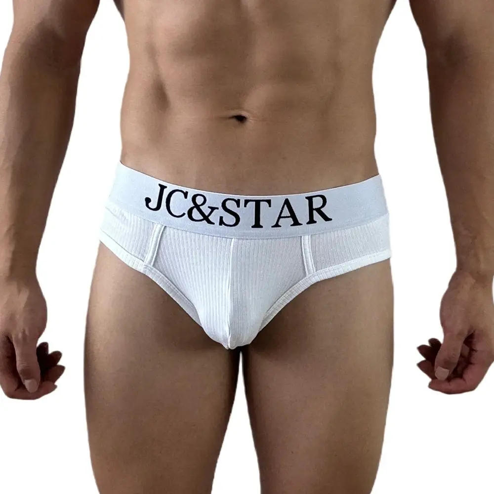 Athletic High Cut Design Mga Panloob na Panloob ng Sexy na Lalaki Mga Panloob na Panloob na Ribbed Cotton Sports Comfort Men Bikini Slip Panlalaking Tanga Briefs — image 1