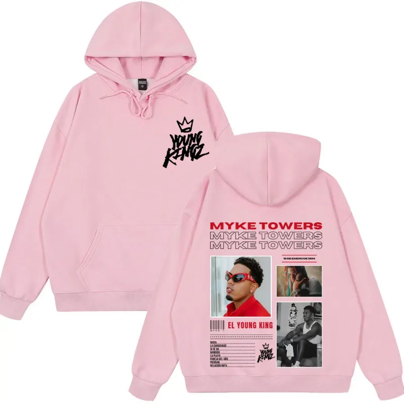 Myke Towers Young Kingz 2026 Album Tour Print Pullover Men Women Fashion Sweatshirts Winter Casual Long Sleeves Hip Hop Hoodie — image 10