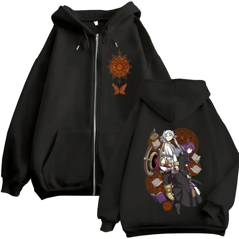 Anime Frieren: Beyond Journey's End Zipper Hoodies Men's Women Clothing Harajuku Fleece Zip Up Hooded Sweatshirts Jackets Coats — image 1