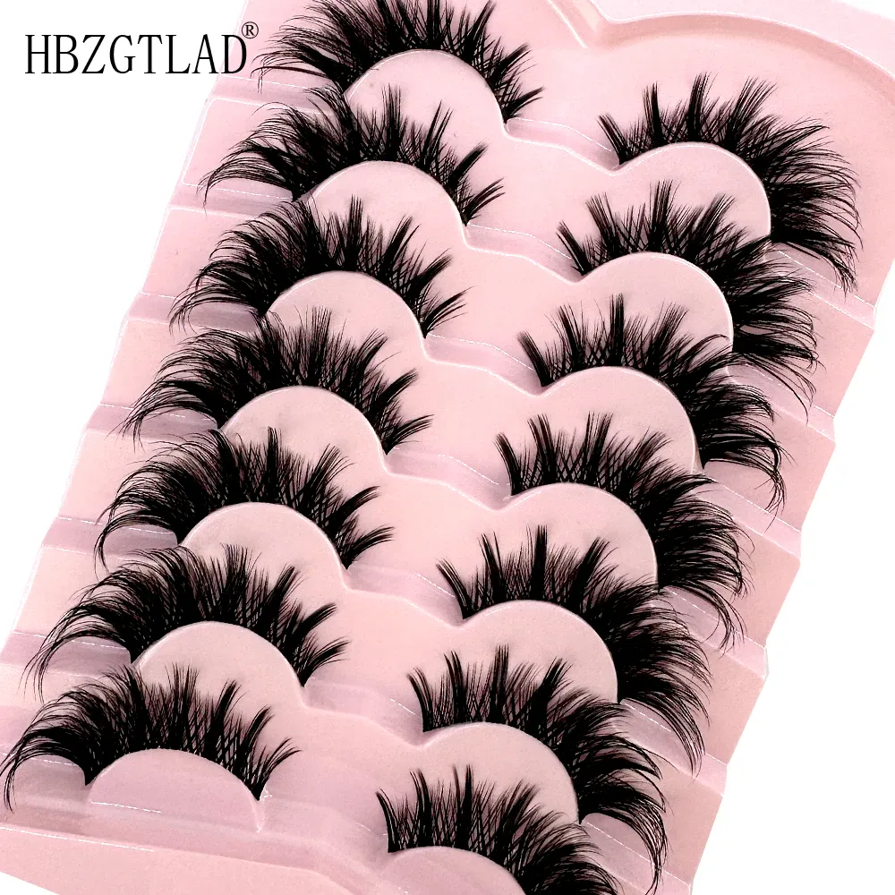 7/8PairsCat Eye Eyelashes manga Lashes 3D Clear Band Lashes naturalHalf Lashes End Eye Eyelonged Mink Eyelashes Αφράτες βλεφαρίδες — image 4
