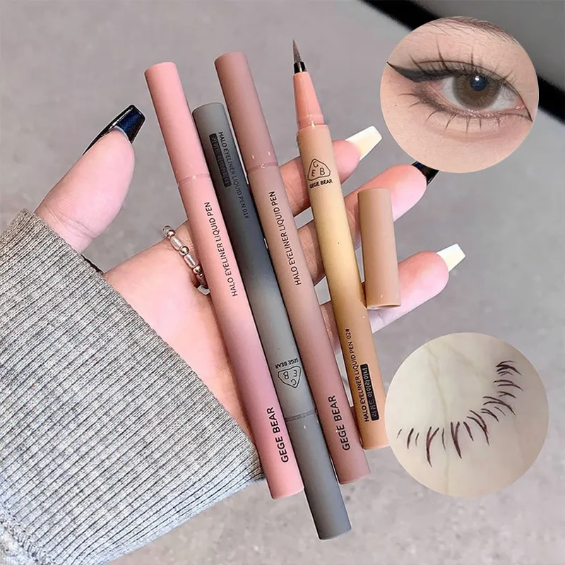 Αδιάβροχο Quick Dry Liquid Eyeliner Pen Ultra-fine Matte Black Brown Lasting Lying Silkworm Eyeliner Pencil Φυσικό Μακιγιάζ ματιών — image 3