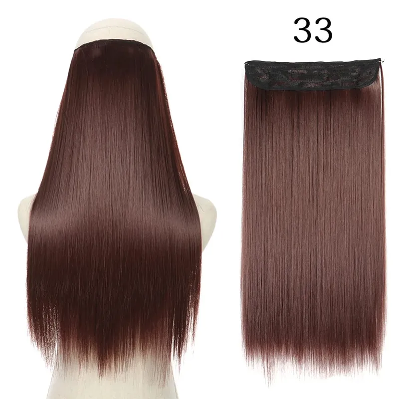 Συνθετικά Long Straight No Clip Invisible Line Hair Extensions 40 55 80cm Φυσικό Καστανό Ξανθό Fake Hairpiece για Γυναικεία — image 24