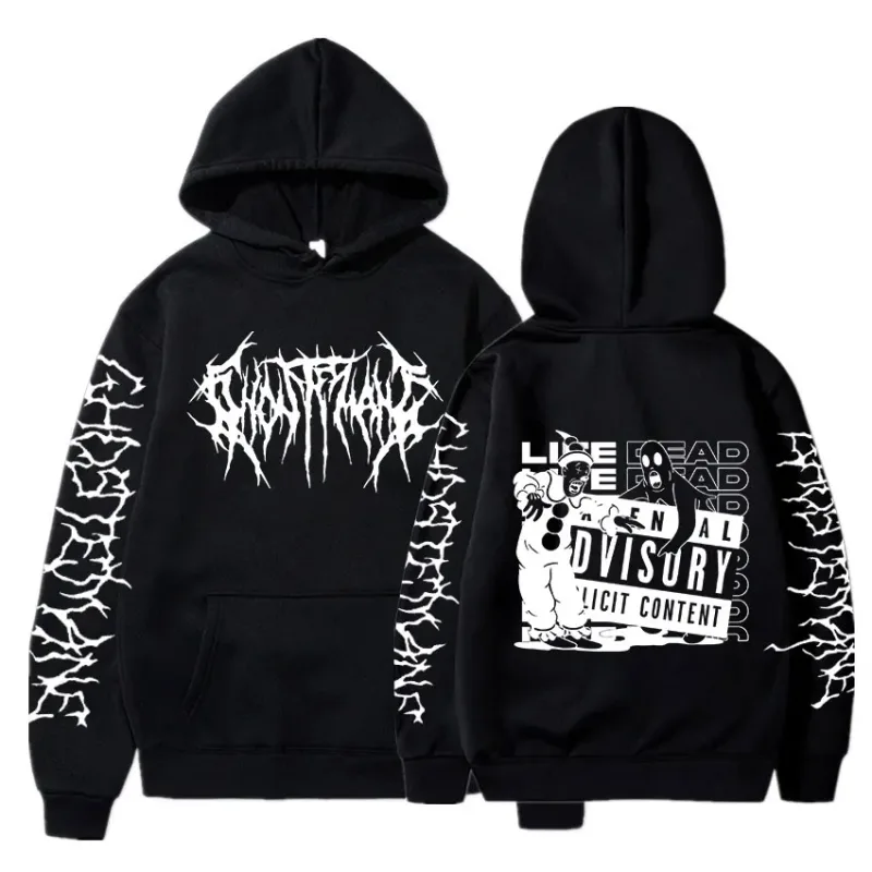 Ghostemane moletom com capuz estampa dupla face, moda masculina hip hop metal rock gótico oversized moletom agasalho streetwear — image 15