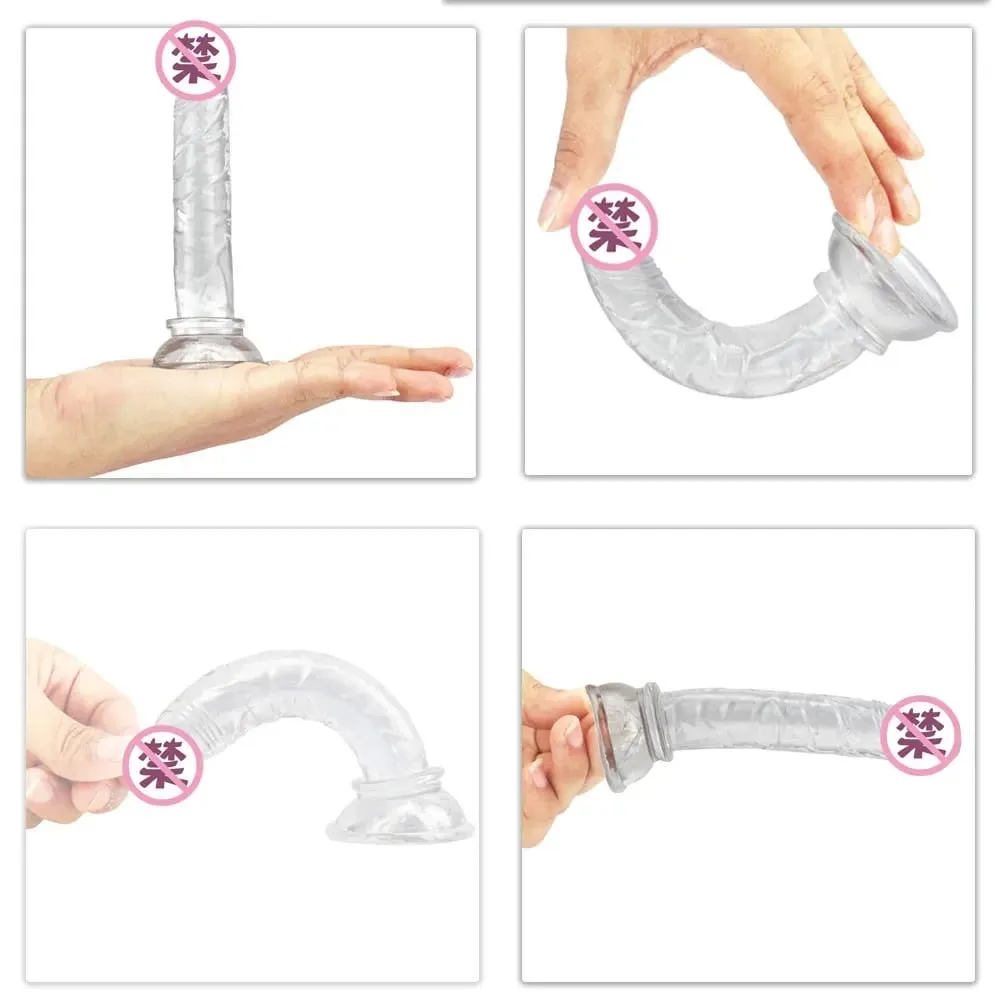 Female Masturbator Silicone Dildo with Suction Cup Realistic Dick Insertion G-Spot Orgasm Gay Anal Butt Plug BDSM Sex Toy