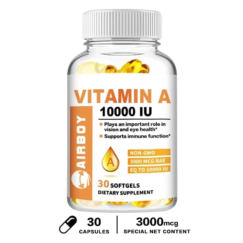 A-vitamin 10000 NE – Támogatja az egészséges látást és az immunrendszer egészségét – GMO-mentes, gluténmentes étrend-kiegészítők