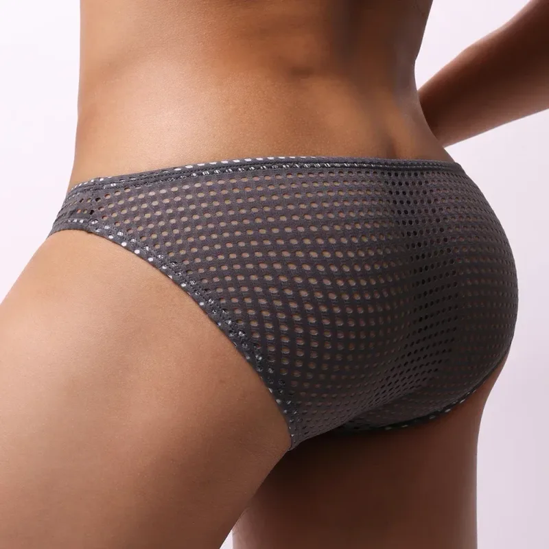 Men Briefs Summer Breathable Holes Underwear U Convex Thin Low Waist Briefs Slip Underpants Calzoncillos — image 19