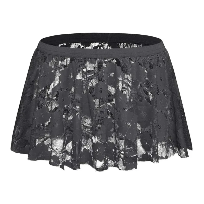 Men Solid Lace Skirt Mesh See Through Para sa Lingerie Low Para sa Rise Pleated Skirts See Through Bodycon Bottom Para sa Party Evening — image 6