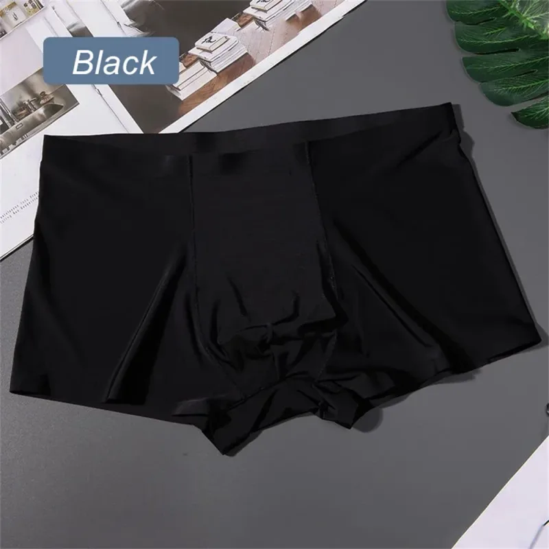 3 pçs de alta qualidade roupa interior masculina de seda gelo verão fino respirável sem costura calcinha sexy masculino plus size — image 13