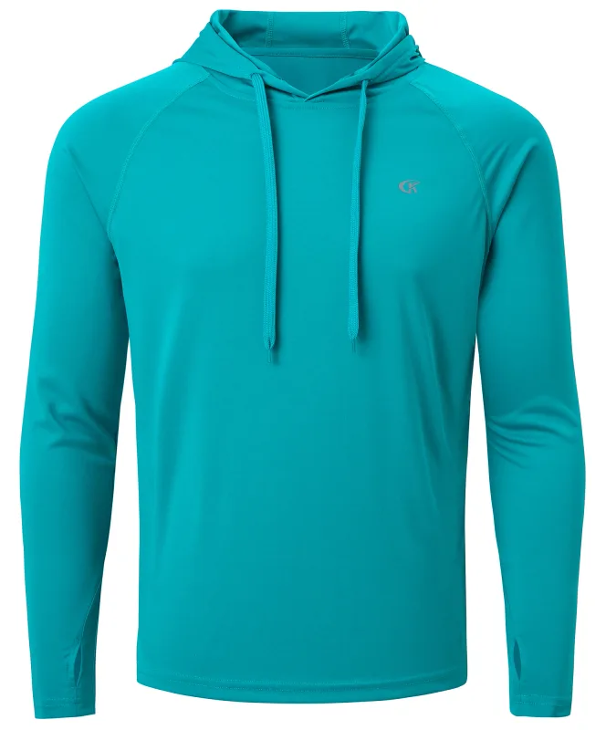 Camiseta masculina de verão com manga comprida UPF 50+ com capuz Rash Guard Camiseta de secagem rápida para esportes ao ar livre pulôver de corrida — image 9