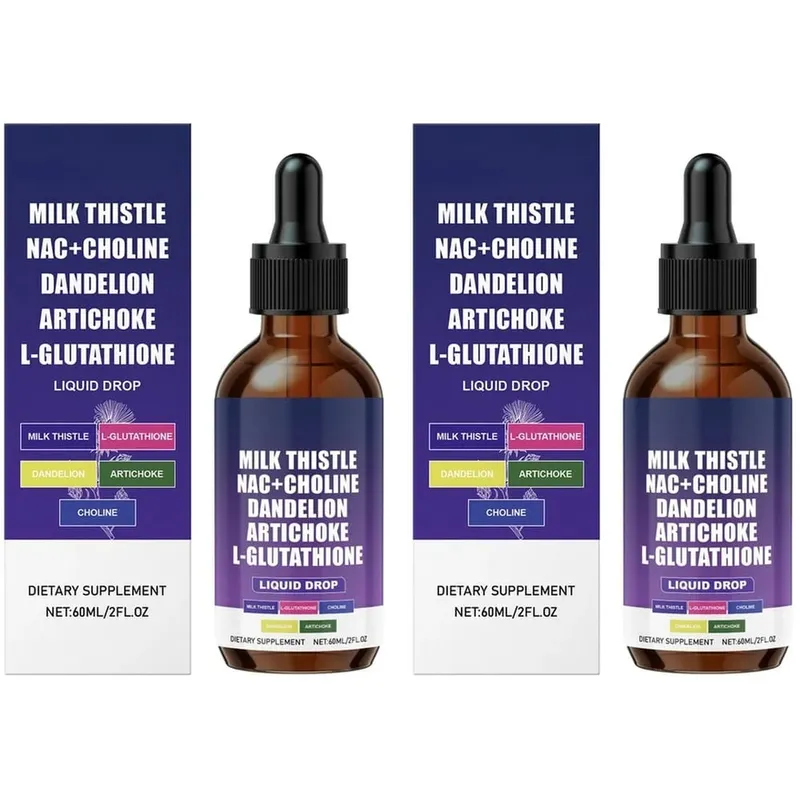Milk Thistle Liquid Drops Choline Dandelion Artichoke L-Glutathione Herbal Wellness Supplement For Adult Use 60ml 2fl oz