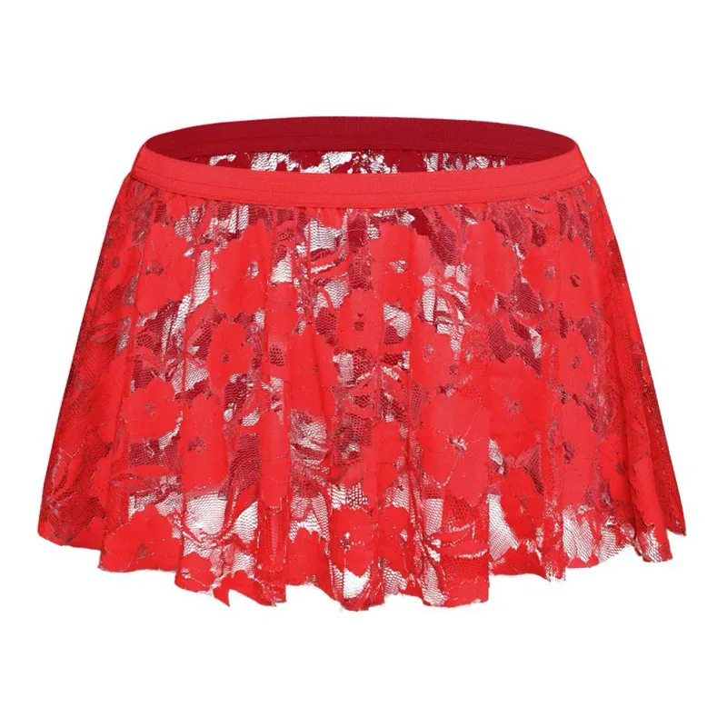 Men Solid Lace Skirt Mesh See Through Para sa Lingerie Low Para sa Rise Pleated Skirts See Through Bodycon Bottom Para sa Party Evening — image 11