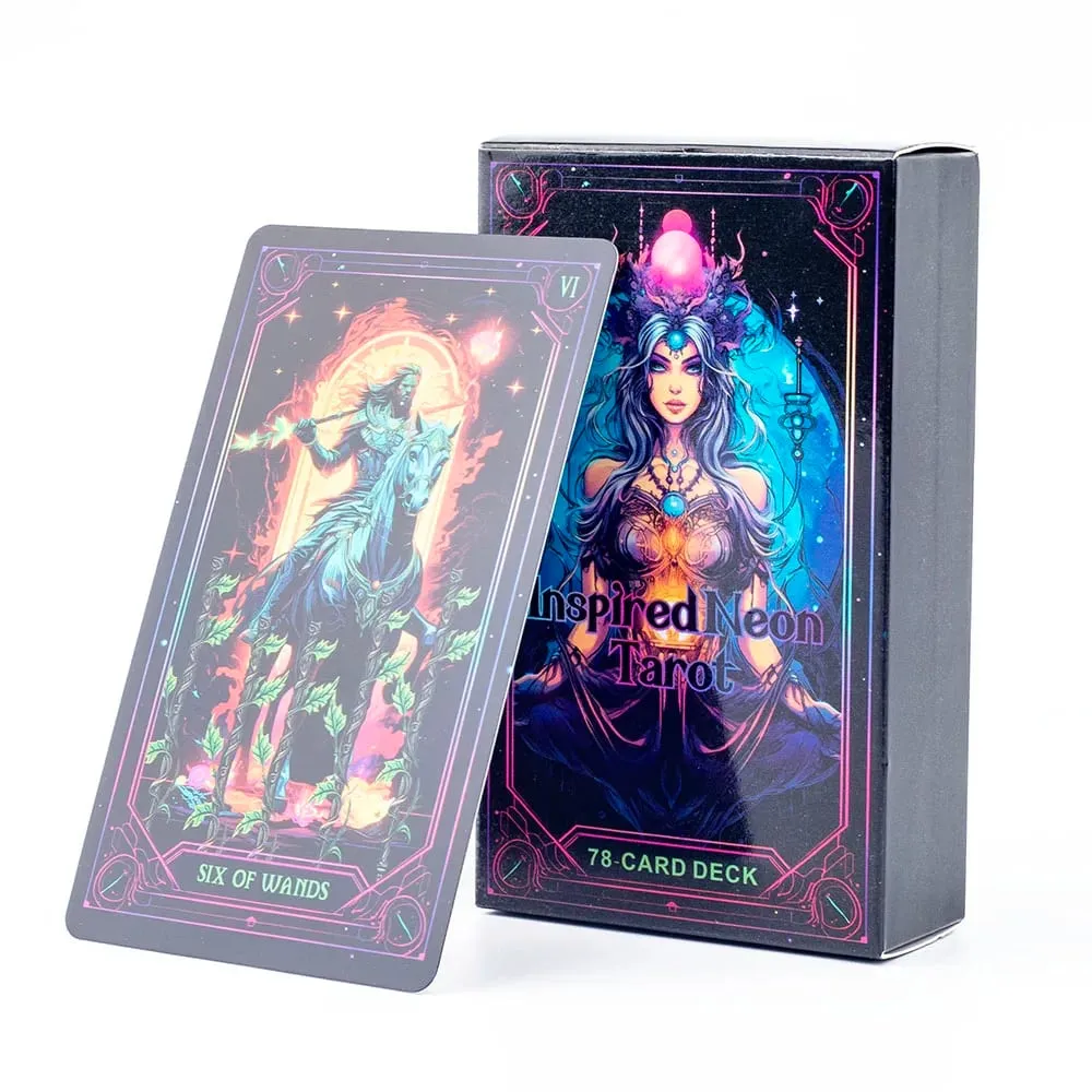 Jeu de Tarot néon inspiré, 78 cartes, Visions anglaises, édition Divination, 10.3x6cm, plateau pour jouer à des jeux et à la Divination — image 3