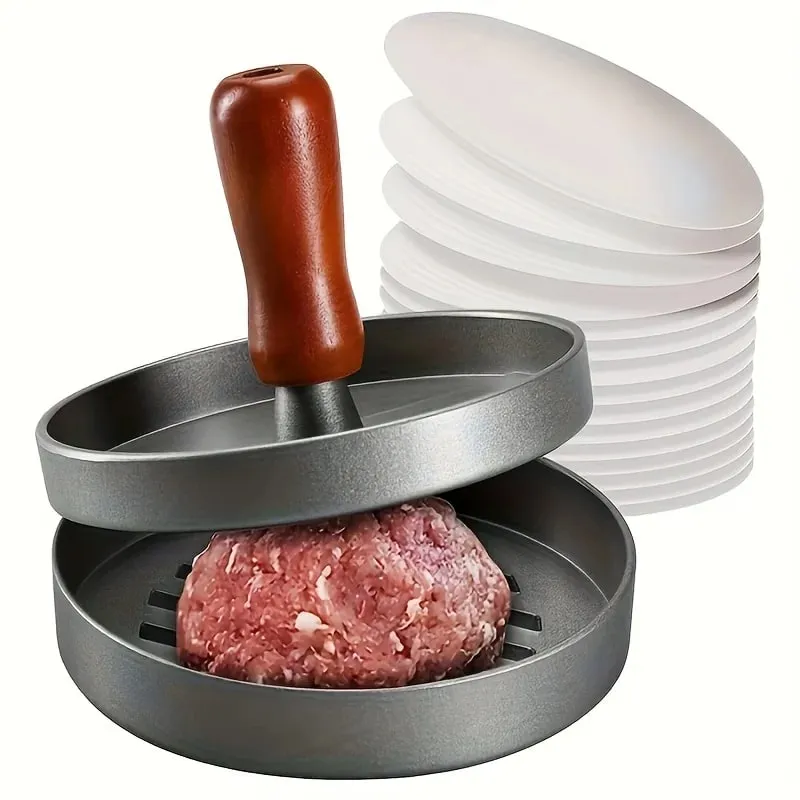 1PC Non-Stick Burger Press Patty Maker Metal Hamburger Mold for Beef Cheese Veggie Burger Making Suitable for BBQ Grill Cooking