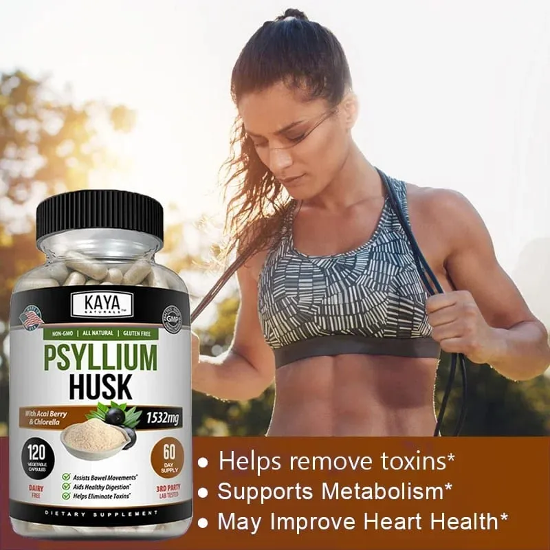 Psyllium Husk Capsules - 1532 Mg - Enriched with Ginger Root and Aloe Vera To Support Bowel Digestive and Detoxification Health — image 4