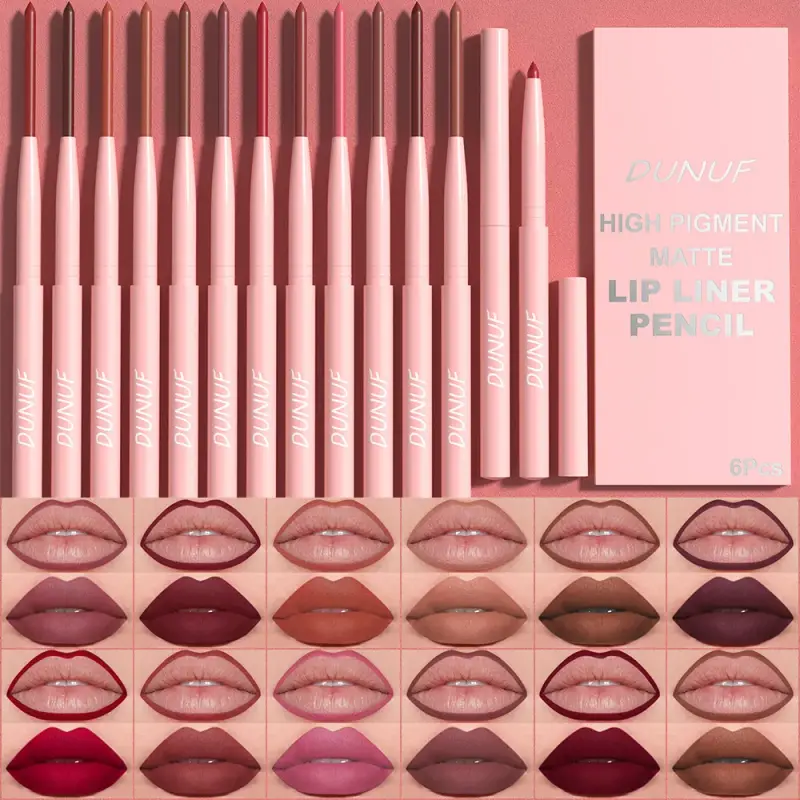 6db matt ajakrúzs szett Nude Brown Smooth Rose Red pigmentált hosszantartó forgatható rúzsceruza készlet a sima felületért — image 2