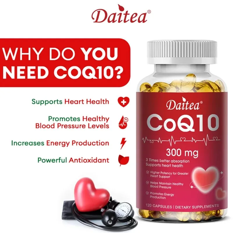Coenzyme Q10 - 300 Mg Supports Energy Cognitive Ability and Heart Brain and Cell Health Antioxidant Improves Sleep Quality