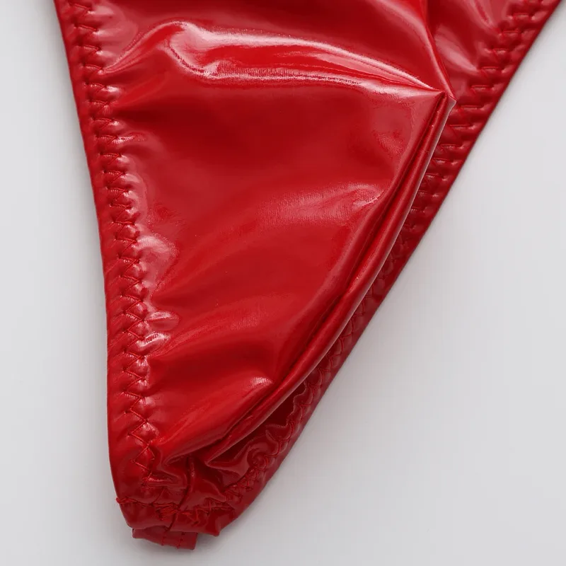 Men Glossy Faux Leather G-string Briefs Thin-Strap Low Waist Underwear Men's Panties Lingerie T-back Male Briefs Lingerie — image 4
