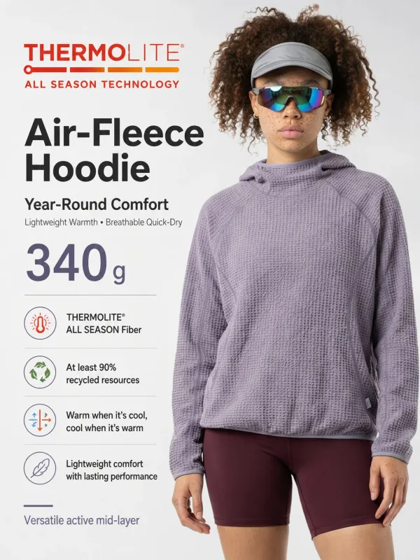 Thermolite® 四季保暖連帽衫男女通用輕速乾套頭運動衫透氣冬季中層運動服 — image 14