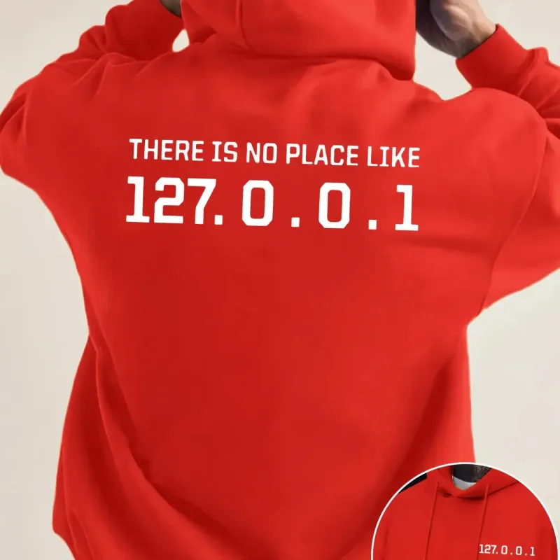 Programmer Geek 127.0.0.1 Hoodies gráficos de texto para homens com estampa dupla face macia de lã solta com capuz — image 2