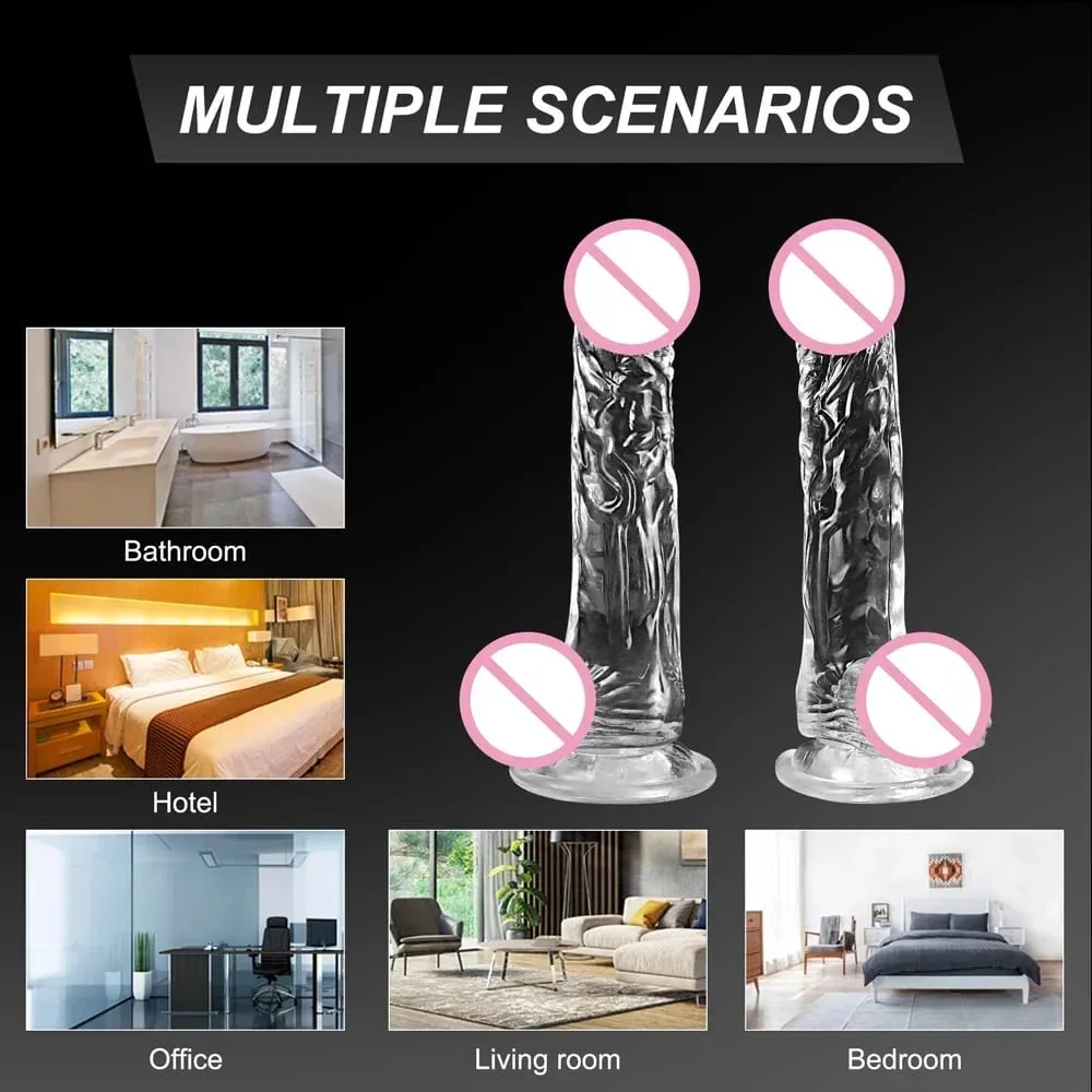 Jelly Dildo 4 Sizes Transparent Soft Realistic Penis Fake Dick Butt Plug for Woman Men Gay Sex Toys Female Vagina Anal Sex Toys — image 5