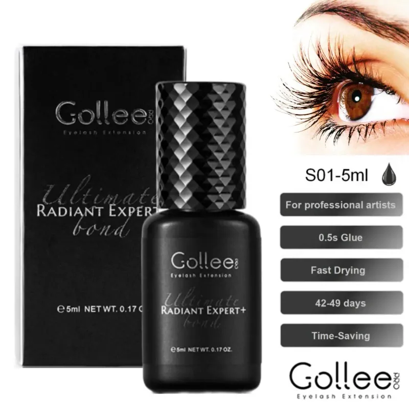 Gollee Fast Drying Eyelash Glue 0.5S 1S 2S 3S Unscented Lash Glue Low Ood Lashes Extension Adhesive for Professional Supplie