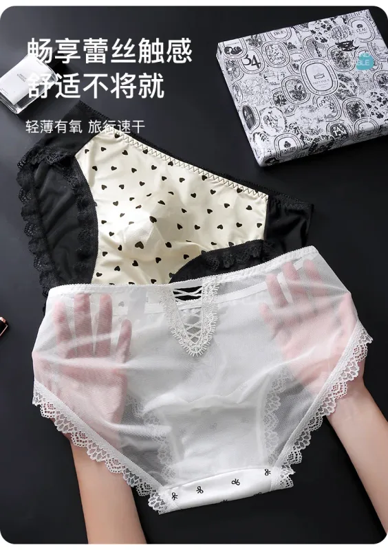 Large Size Mens Sissy Satin Panties Sexy Scalloped Lace Sheer Briefs Glossy Lingerie Mid Rise Lace Bow U Convex Pouch Underpant — image 10