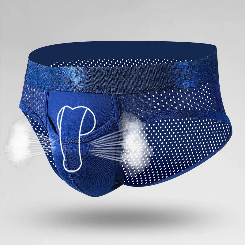 Calcinha de separação de bala masculina sexy u-convexo cuecas veia gelo seda escrotal aro esperma cordão shorts cabeças varicosas — image 6