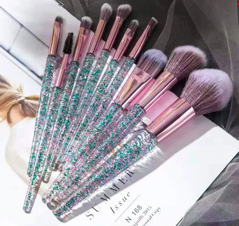 Ensemble de pinceaux de maquillage professionnels, 10 pièces, pinceaux de détail Super doux, pour Blush, fond de teint, correcteur, fard à paupières, outil de beauté pour dames