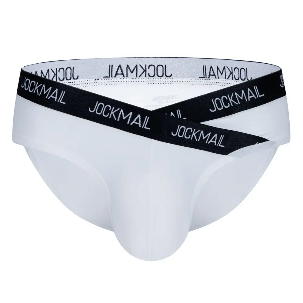 Jockmail Mens Underwear Low Waist Sexy Letter Sports Breathable Summer Ice Silk Briefs Malaking Bag Nylon Solid na Kulay na Panti ng Lalaki — image 5